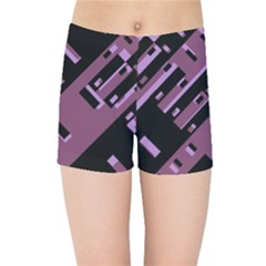 Dark Geometric Shapes Print Pattern Kids  Sports Shorts by dflcprintsclothing