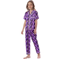 Flowers Into A Decorative Field Of Bloom Popart Kids  Satin Short Sleeve Pajamas Set by pepitasart