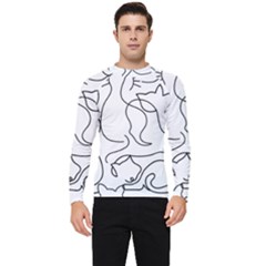 Cats Line Art  Men s Long Sleeve Rash Guard by Sobalvarro