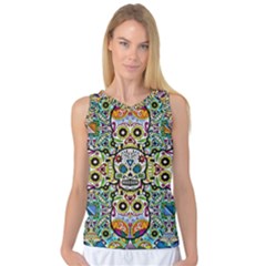 Sugar Skulls Pattern Women s Basketball Tank Top by ExtraAwesomeSauce