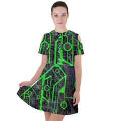 Tech Short Sleeve Shoulder Cut Out Dress  by ExtraAwesomeSauce