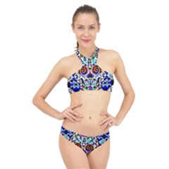 Sugar Skull Pattern 2 High Neck Bikini Set by ExtraAwesomeSauce