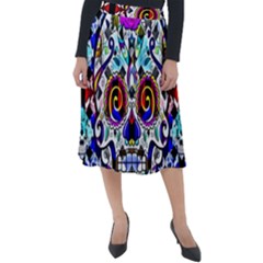 Sugar Skull Pattern 2 Classic Velour Midi Skirt  by ExtraAwesomeSauce