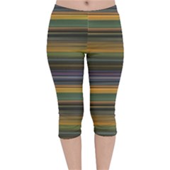 Multicolored Linear Abstract Print Velvet Capri Leggings  by dflcprintsclothing