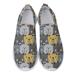 Cute Cat Pattern Women s Slip On Sneakers by ExtraAwesomeSauce