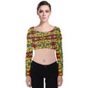 Leaves Pattern Velvet Long Sleeve Crop Top View1