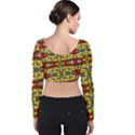 Leaves Pattern Velvet Long Sleeve Crop Top View2