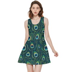 Watercolor Peacock Feather Pattern Inside Out Reversible Sleeveless Dress by ExtraAwesomeSauce