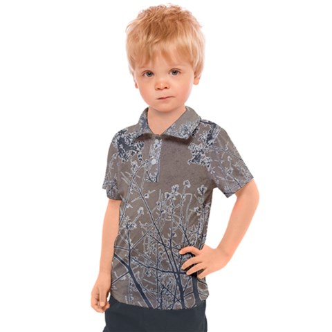 Linear Textured Botanical Motif Design Kids  Polo Tee by dflcprintsclothing