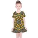 Mandala Faux Artificial Leather Among Spring Flowers Kids  Simple Cotton Dress View1