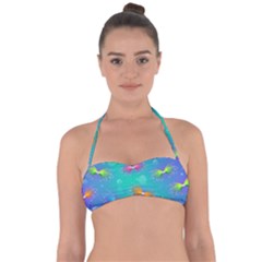 Non Seamless Pattern Blues Bright Halter Bandeau Bikini Top by Dutashop