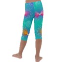 Non Seamless Pattern Blues Bright Kids  Lightweight Velour Capri Leggings  View4