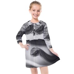 Black And White Snake Kids  Quarter Sleeve Shirt Dress by ExtraAwesomeSauce