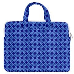 Basket Weave Basket Pattern Blue Macbook Pro Double Pocket Laptop Bag by Dutashop