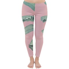 Banana Leaf On Pink Classic Winter Leggings by goljakoff