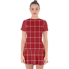 Red Buffalo Plaid Drop Hem Mini Chiffon Dress by goljakoff