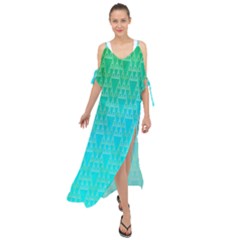 Blue Triangles Maxi Chiffon Cover Up Dress by JustToWear