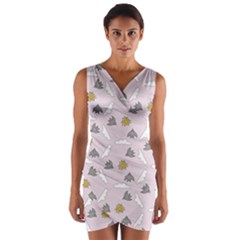 Birds In The Sky  Wrap Front Bodycon Dress by SychEva