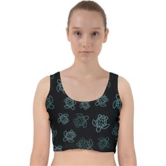 Blue Turtles On Black Velvet Racer Back Crop Top by contemporary