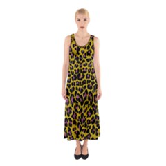 Pattern Leopard Yellow Fur Sleeveless Maxi Dress by JustToWear