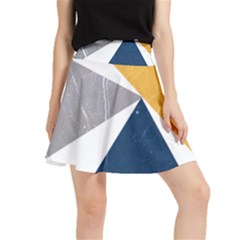 Abstrait Triangles Jaune/bleu/gris Waistband Skirt by kcreatif