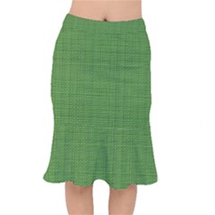 Green Knitted Pattern Short Mermaid Skirt by goljakoff