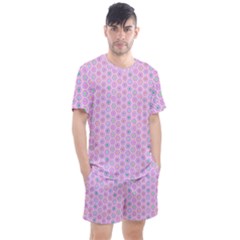 Hexagonal Pattern Unidirectional Men s Mesh Tee And Shorts Set