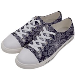 Flowers Mandala Ornament Women s Low Top Canvas Sneakers by goljakoff