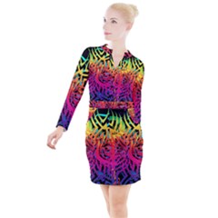 Abstract Jungle Button Long Sleeve Dress by icarusismartdesigns