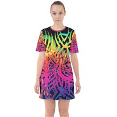 Abstract Jungle Sixties Short Sleeve Mini Dress by icarusismartdesigns