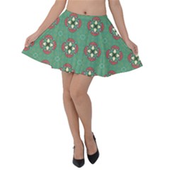 Mushrooms In The Meadow  Velvet Skater Skirt by SychEva