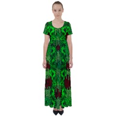 Forest Of Colors And Calm Flowers On Vines High Waist Short Sleeve Maxi Dress by pepitasart