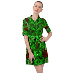 Forest Of Colors And Calm Flowers On Vines Belted Shirt Dress by pepitasart