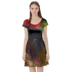 Abstract Paint Drops Short Sleeve Skater Dress by goljakoff