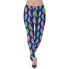 Watercolor Feathers Velvet Leggings by SychEva