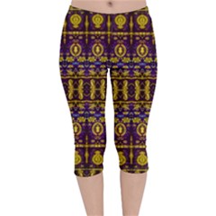 Fancy Ornate Pattern Mosaic Print Velvet Capri Leggings  by dflcprintsclothing