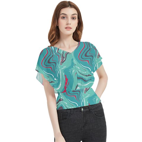 Vector Vivid Marble Pattern 2 Butterfly Chiffon Blouse by goljakoff