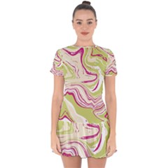 Green Vivid Marble Pattern 6 Drop Hem Mini Chiffon Dress by goljakoff