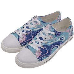 Blue Vivid Marble Pattern Women s Low Top Canvas Sneakers by goljakoff