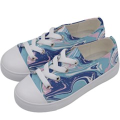 Blue Vivid Marble Pattern Kids  Low Top Canvas Sneakers by goljakoff