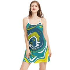 Green Vivid Marble Pattern 14 Summer Frill Dress by goljakoff