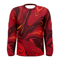 Red Vivid Marble Pattern 15 Men s Long Sleeve Tee by goljakoff