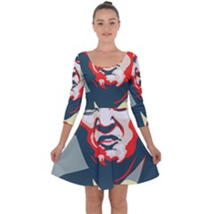 Trump Nope Quarter Sleeve Skater Dress by goljakoff