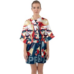 Trump2 Half Sleeve Satin Kimono  by goljakoff