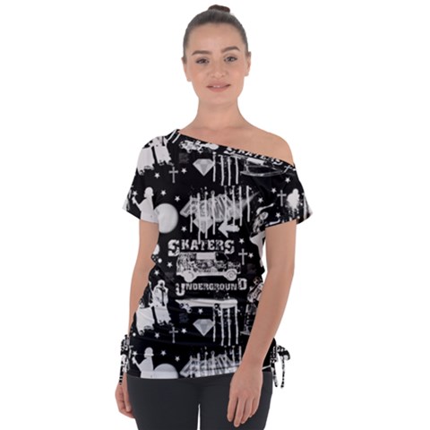 Skater-underground2 Off Shoulder Tie-up Tee by PollyParadise