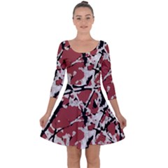 Vibrant Abstract Textured Artwork Print Quarter Sleeve Skater Dress by dflcprintsclothing