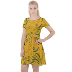 Folk Floral Pattern  Abstract Flowers Surface Design  Seamless Pattern Cap Sleeve Velour Dress  by Eskimos