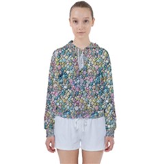 Multicolored Watercolor Stones Women s Tie Up Sweat by SychEva