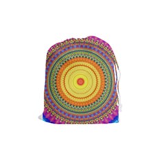 Neon Calliope Kaleidoscope Mandala Drawstring Pouch (medium) by CrypticFragmentsDesign