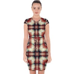 Royal Plaid  Capsleeve Drawstring Dress  by LW41021